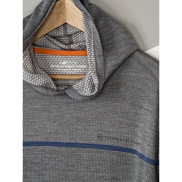 Vineyard Vines Striped Sankaty Hoodie Men’s L Gray On-The-Go Performance Sailing - Picture 2 of 16